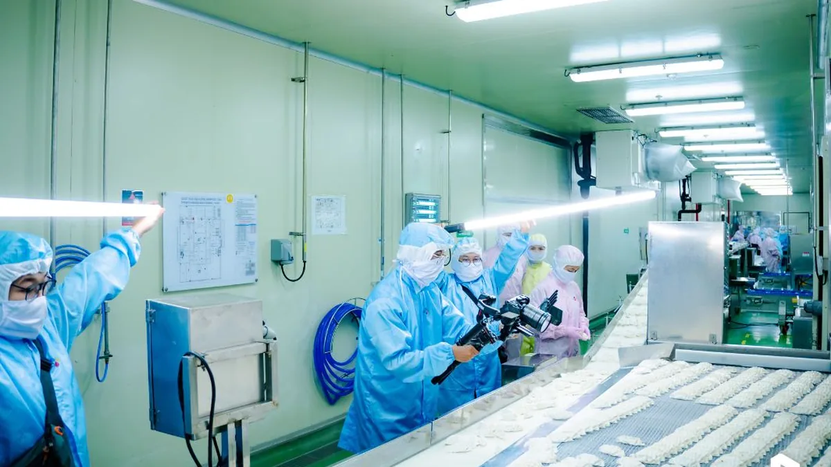 Filming crew for a corporate film project at the CJ FOODS factory.