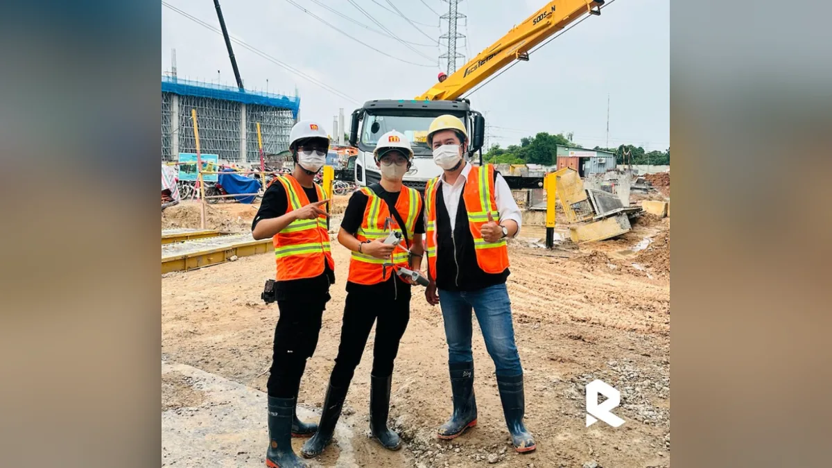 The Core5 project profile video crew at the construction site.