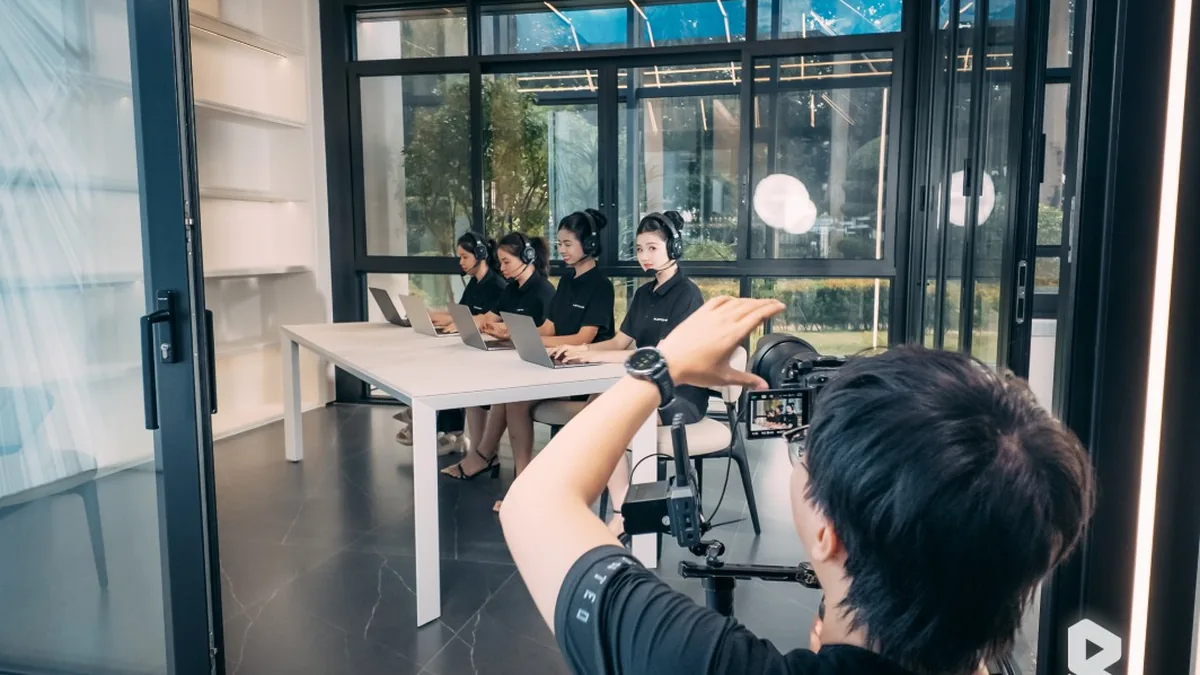 Filming the design office area of Fletcher Vietnam.