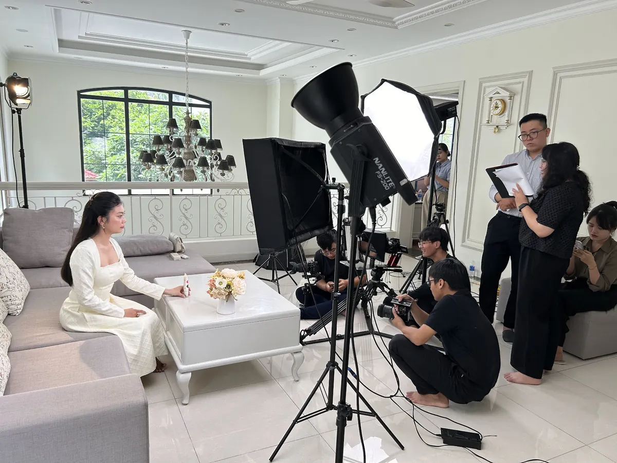 Setting up softbox lights and camera for the CKD cosmetics review video shoot.