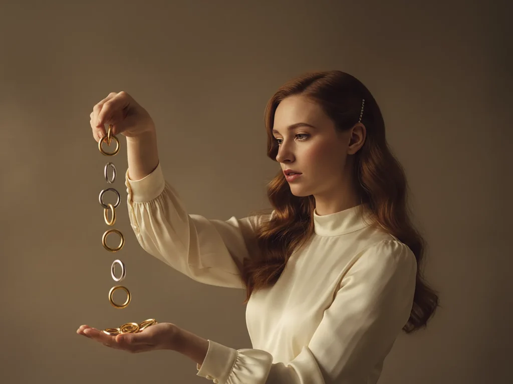Ảnh concept người mẫu cầm dây xích vàng của Golden