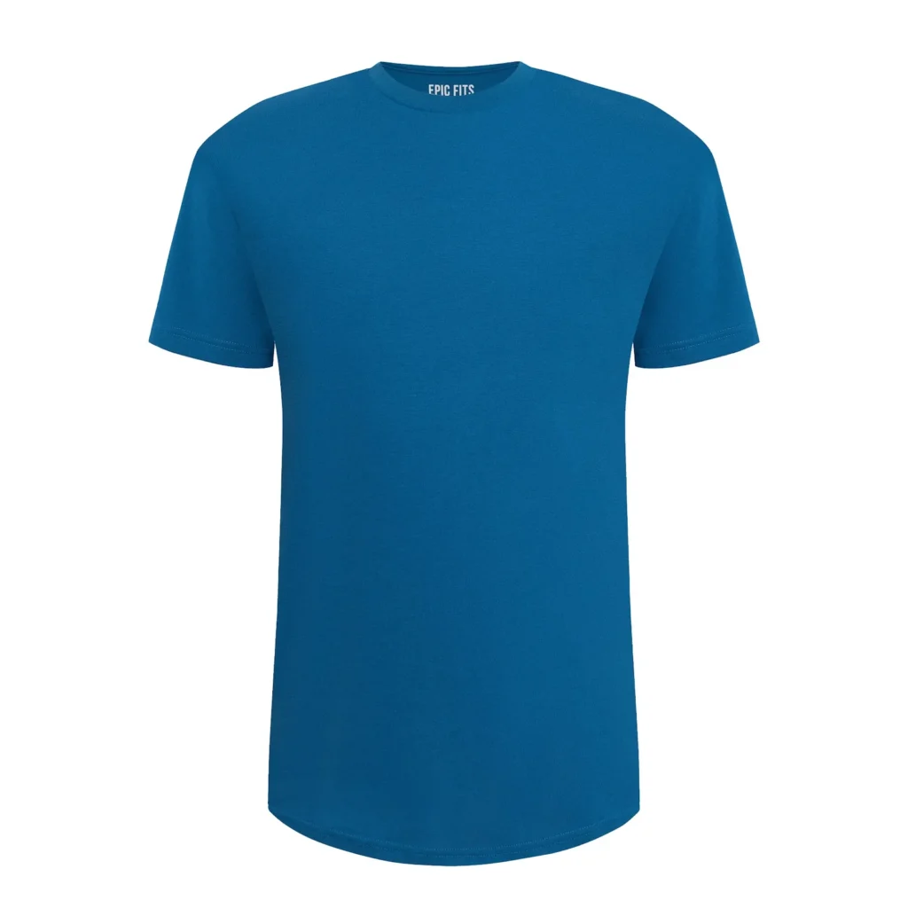 Ảnh 3D ghost áo Curved Hem Crew Neck màu xanh dương