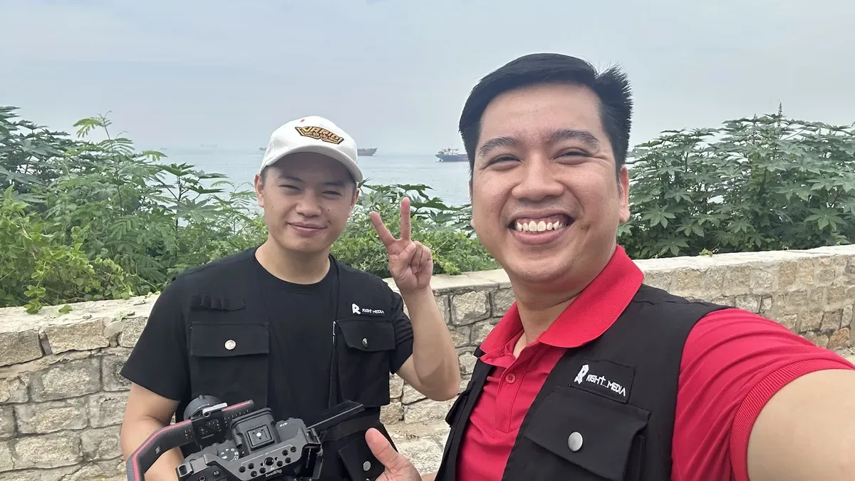 Right Media team and representative Mai Phu Hung after the filming session.