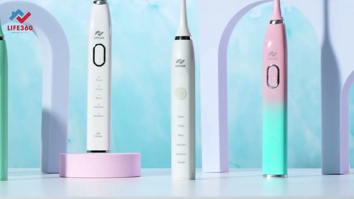Video giới thiệu sản phẩm bàn chải điện Life360 với nhiều màu sắc